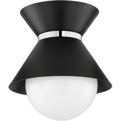 Scout 1 Light 10 inch Soft Black/Polished Nickel Flush Mount Ceiling Light