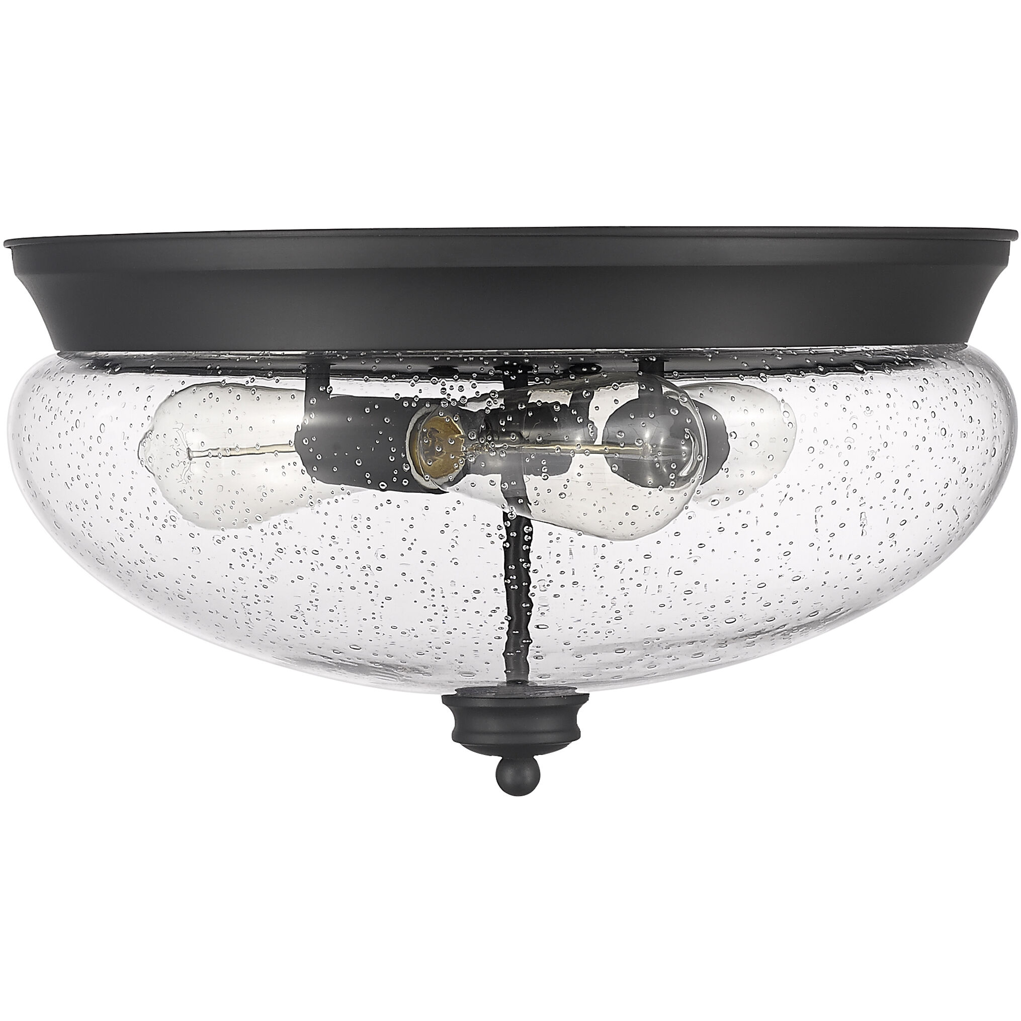 Amon 3 Light 15 inch Matte Black Flush Mount Ceiling Light in 6, Matte Opal Glass