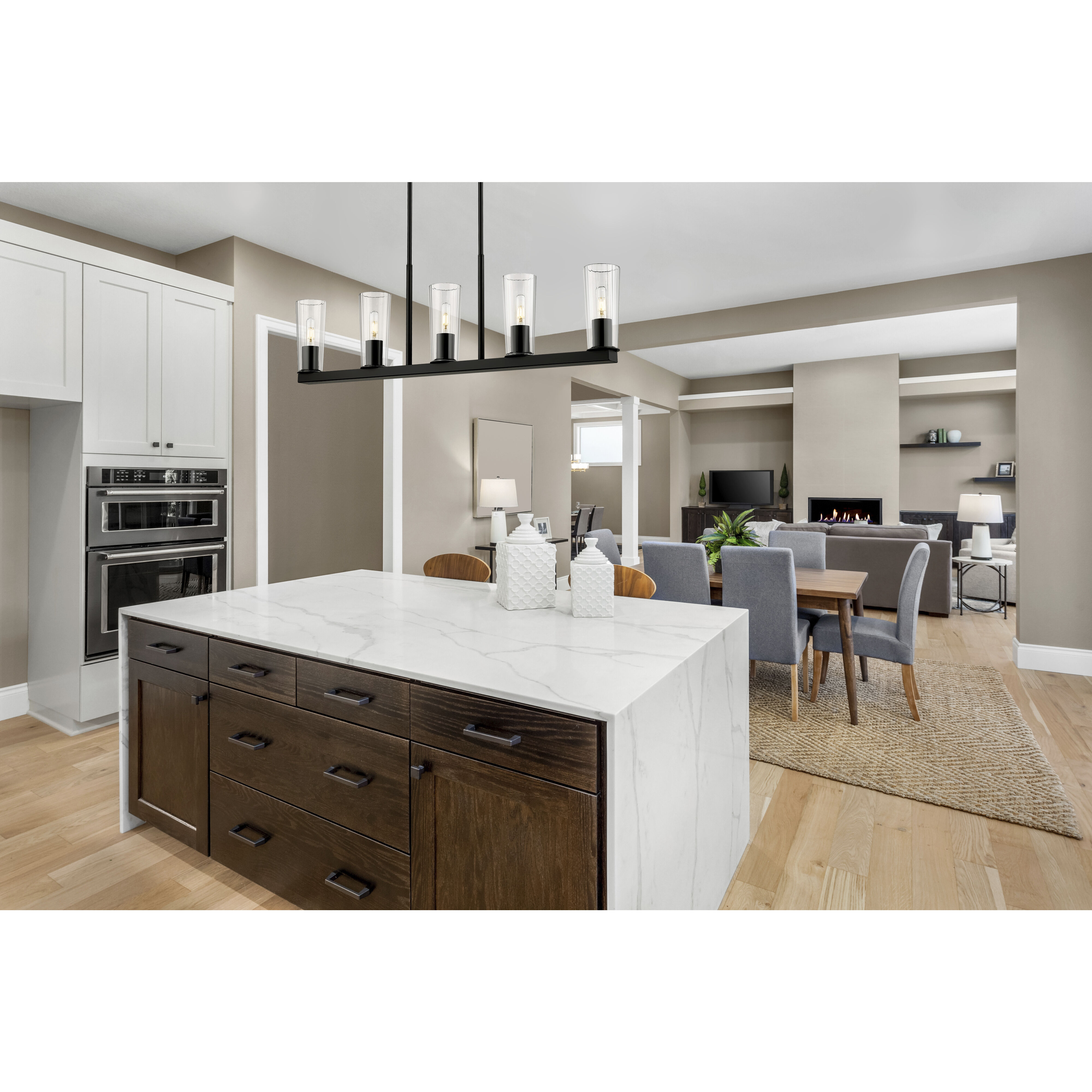 Titus 5 Light 44 inch Matte Black Linear Chandelier Ceiling Light