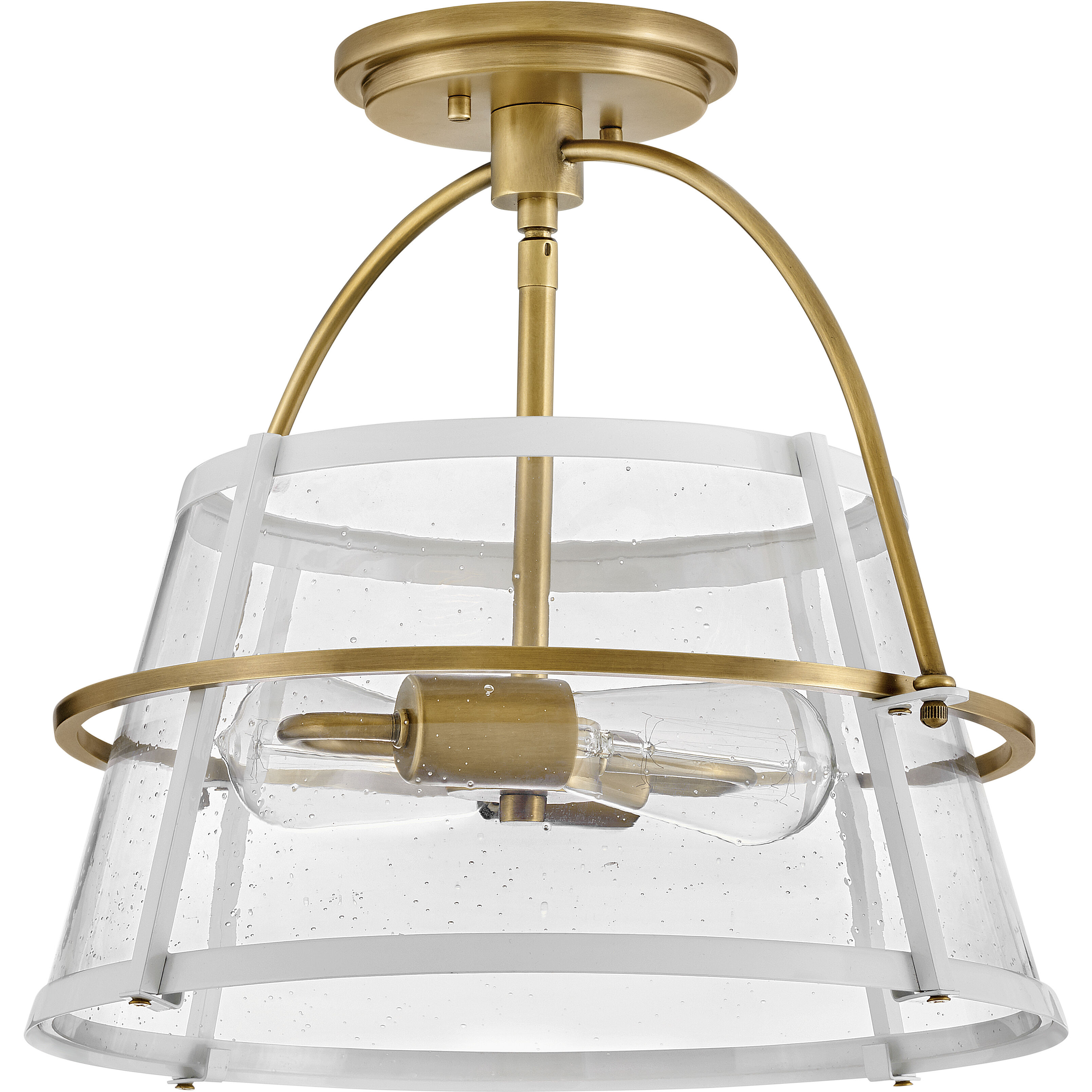 Tournon 15 inch Heritage Brass with Polished White Indoor Semi-Flush Mount Ceiling Light