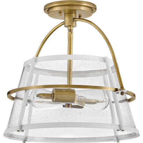 Tournon 15 inch Heritage Brass with Polished White Indoor Semi-Flush Mount Ceiling Light
