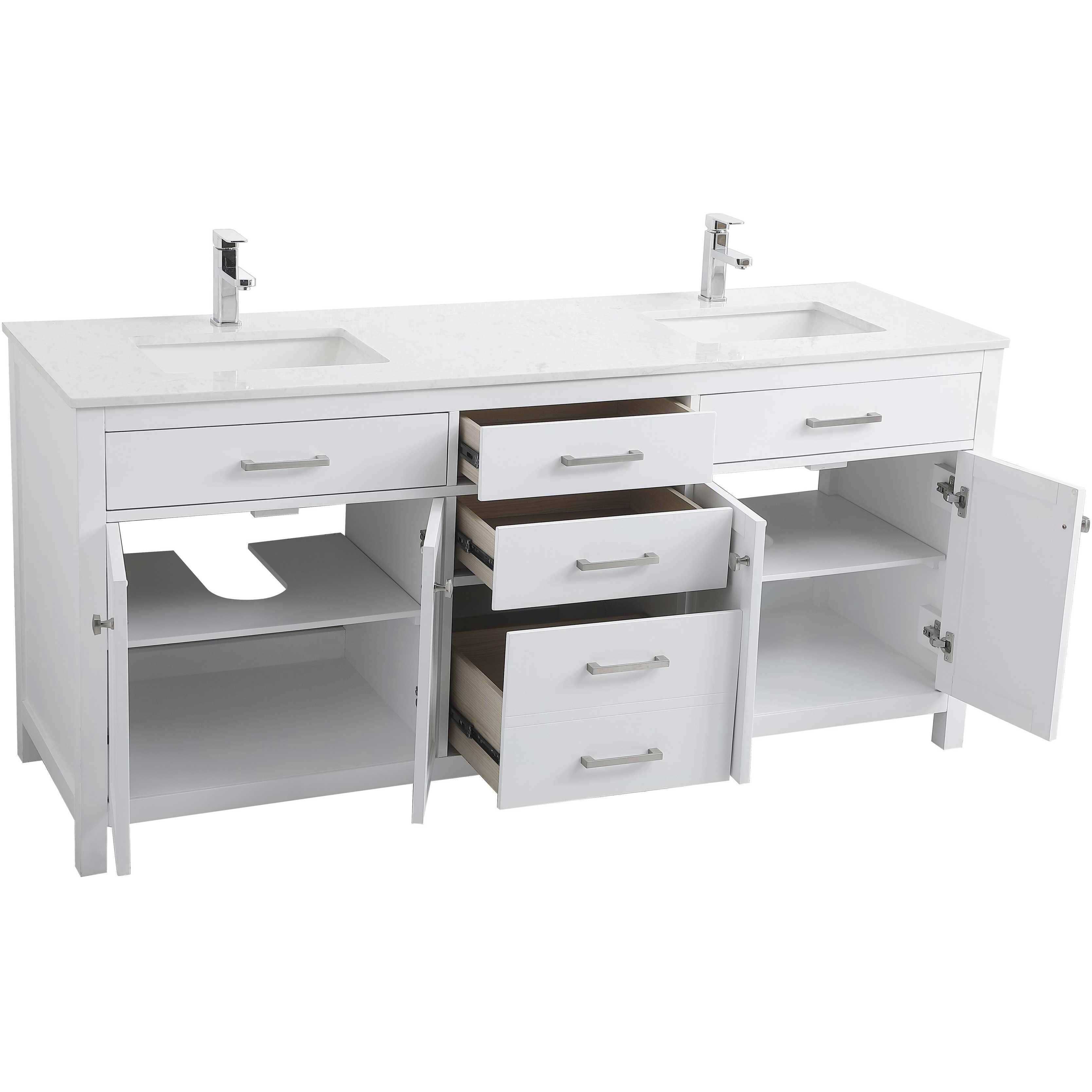 Lewis 72 X 22 X 34 inch White Vanity Sink Set