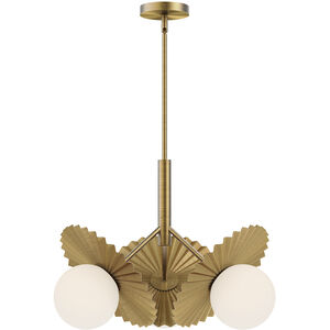 Alora Mood Plume 3 Light 22 inch Brushed Gold Chandelier Ceiling Light