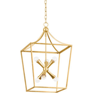 Kendall 6 Light 15.75 inch Vintage Gold Leaf Indoor Lantern Ceiling Light