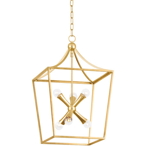 Kendall 6 Light 15.75 inch Vintage Gold Leaf Indoor Lantern Ceiling Light