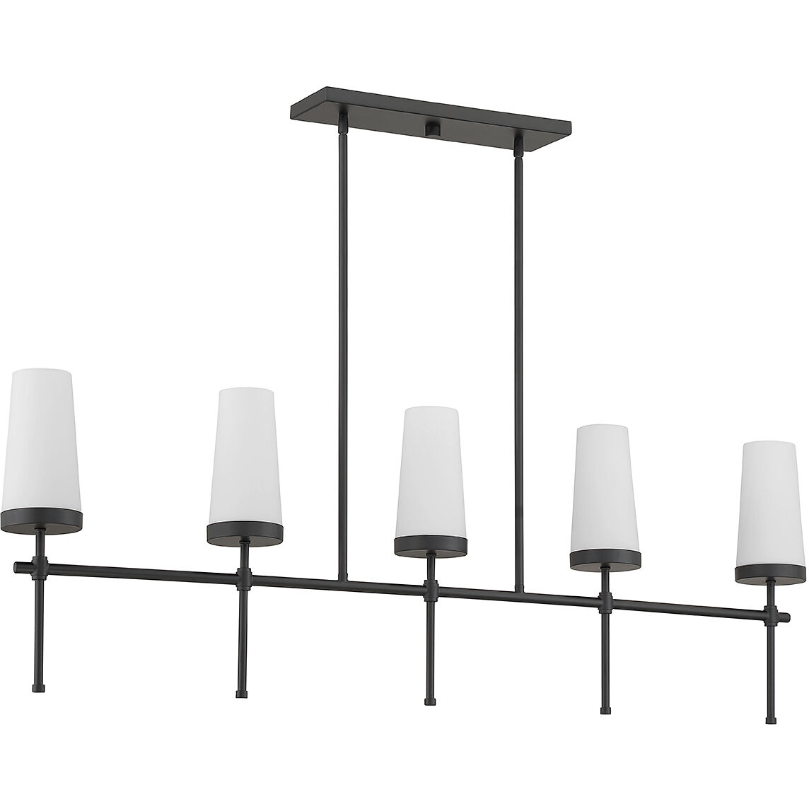 Haynes 5 Light 48 inch Matte Black Linear Chandelier Ceiling Light, Essentials