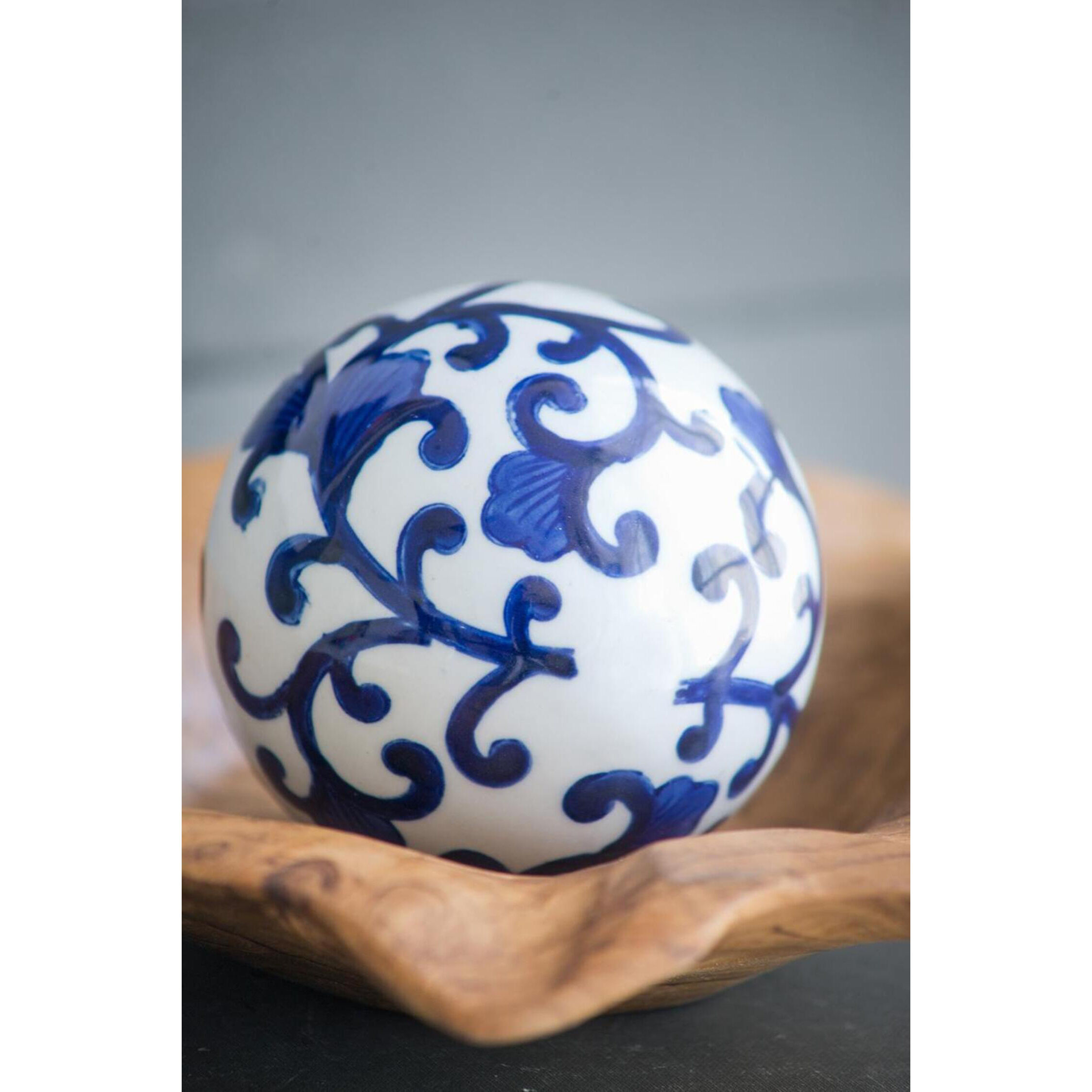 Aline Blue/White Decorative Orb, Set of 4