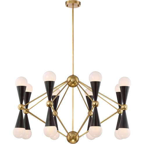 Crosby LED 36 inch Aged Brass and Matte Black Chandelier Ceiling Light