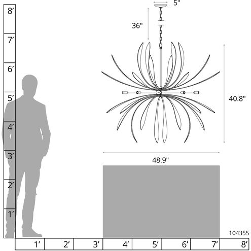 Dahlia 10 Light 48.9 inch Modern Brass Chandelier Ceiling Light, Large