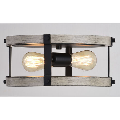Danvers 2 Light 13 inch Textured Black and Weathered Gray Flush Mount Ceiling Light