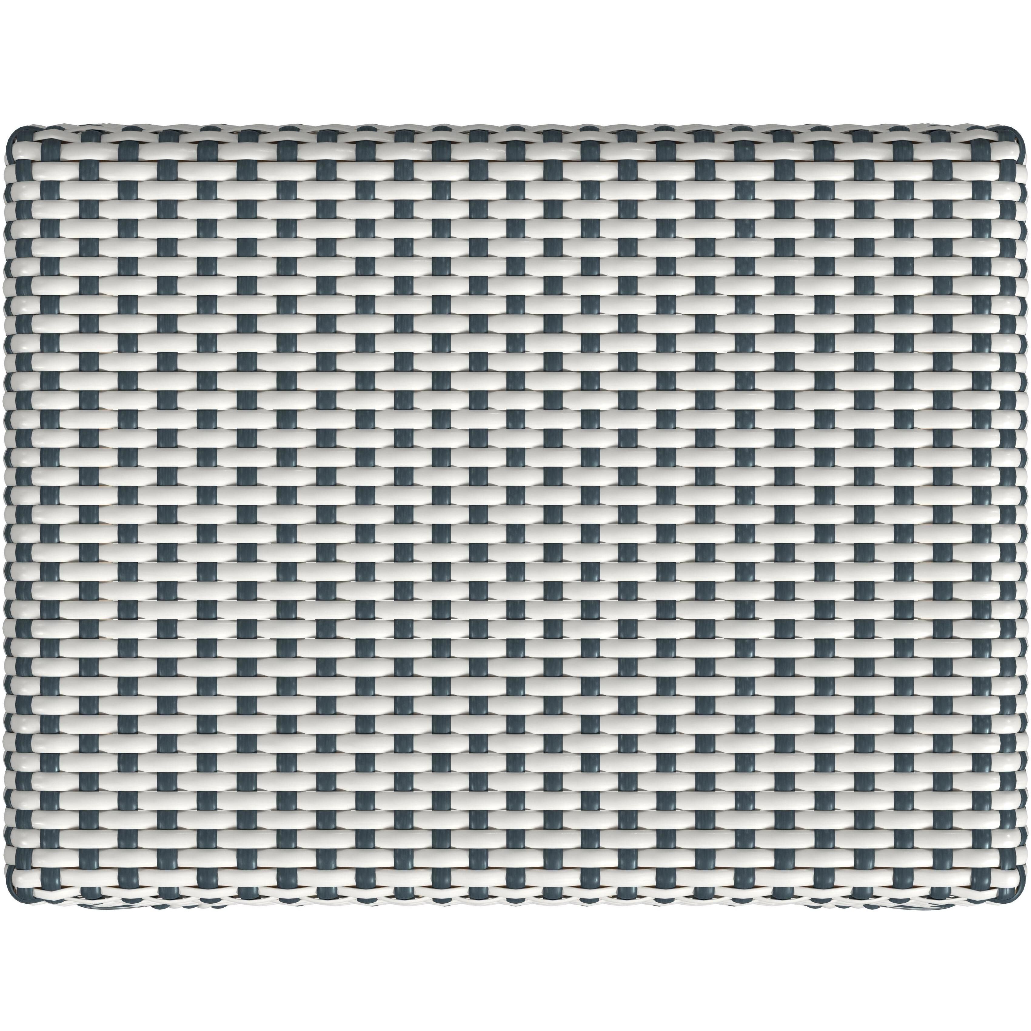 Robias Rectangular Rattan 30" Bar Stool in White and Navy Stripe