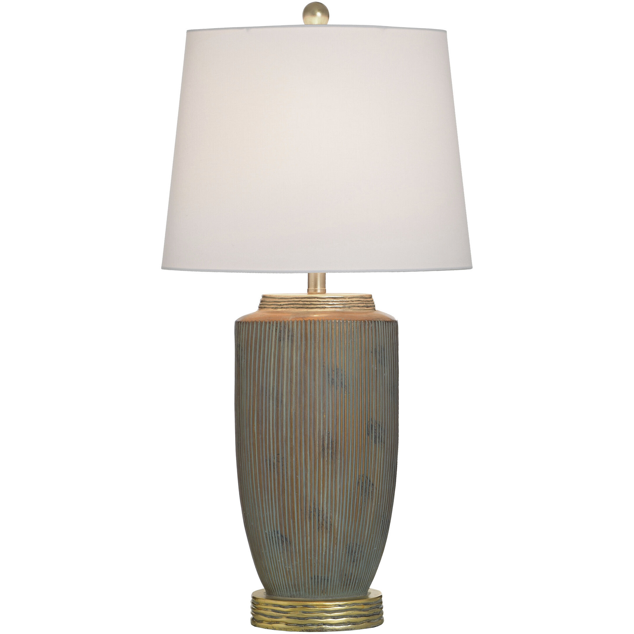 Poly 33.75 inch 100 watt Raffine Gold and Grey and White Table Lamp Portable Light