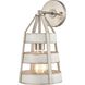 Brigantine Sconce Wall Light in Weathered White with Satin Nickel