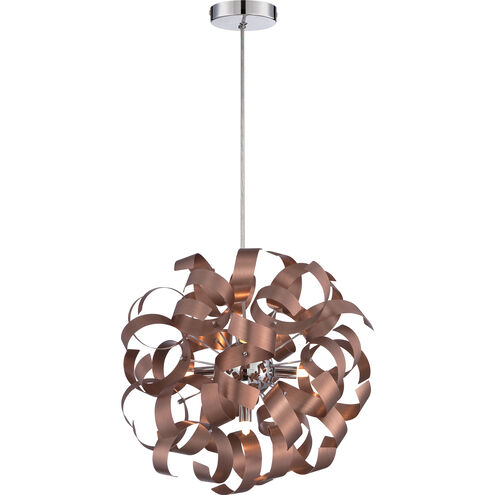 Ribbons 5 Light 17 inch Satin Copper Pendant Ceiling Light