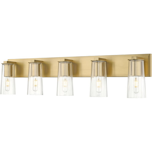 Titus 5 Light 40 inch Modern Gold Bath Vanity Light Wall Light