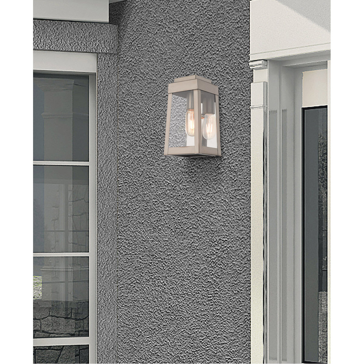 Oslo 1 Light 10 inch Brushed Nickel Outdoor Wall Lantern