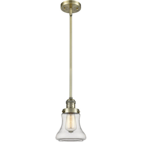 Franklin Restoration Bellmont LED 7 inch Antique Brass Mini Pendant Ceiling Light in Clear Glass, Franklin Restoration