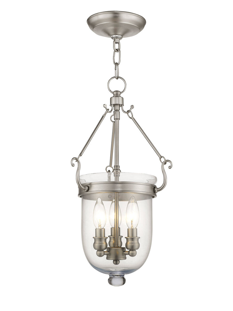 Jefferson 3 Light 10 inch Brushed Nickel Chain Lantern