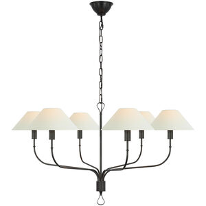Amber Lewis Griffin LED 56 inch Bronze and Chocolate Leather Tail Chandelier Ceiling Light, Grande