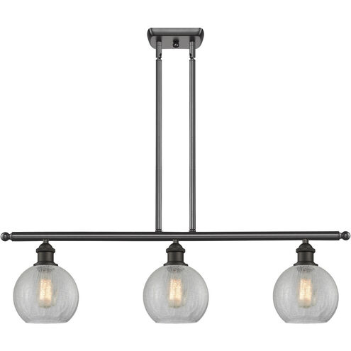 Ballston Athens 3 Light 42 inch Oil Rubbed Bronze Island Light Ceiling Light in Clear Crackle Glass, Ballston