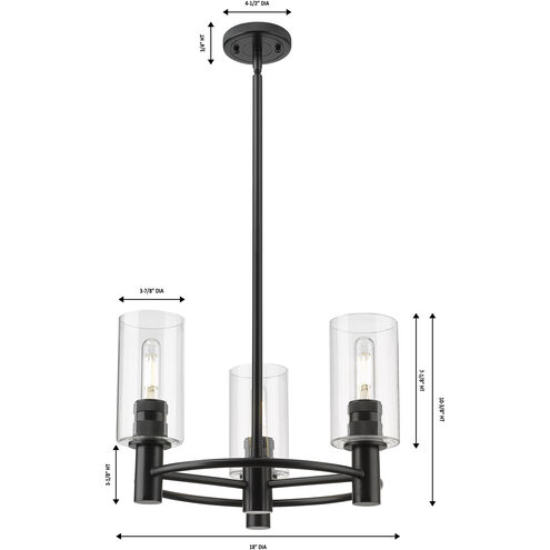 Crown Point 3 Light 18 inch Satin Nickel Pendant Ceiling Light in Light Smoke Glass