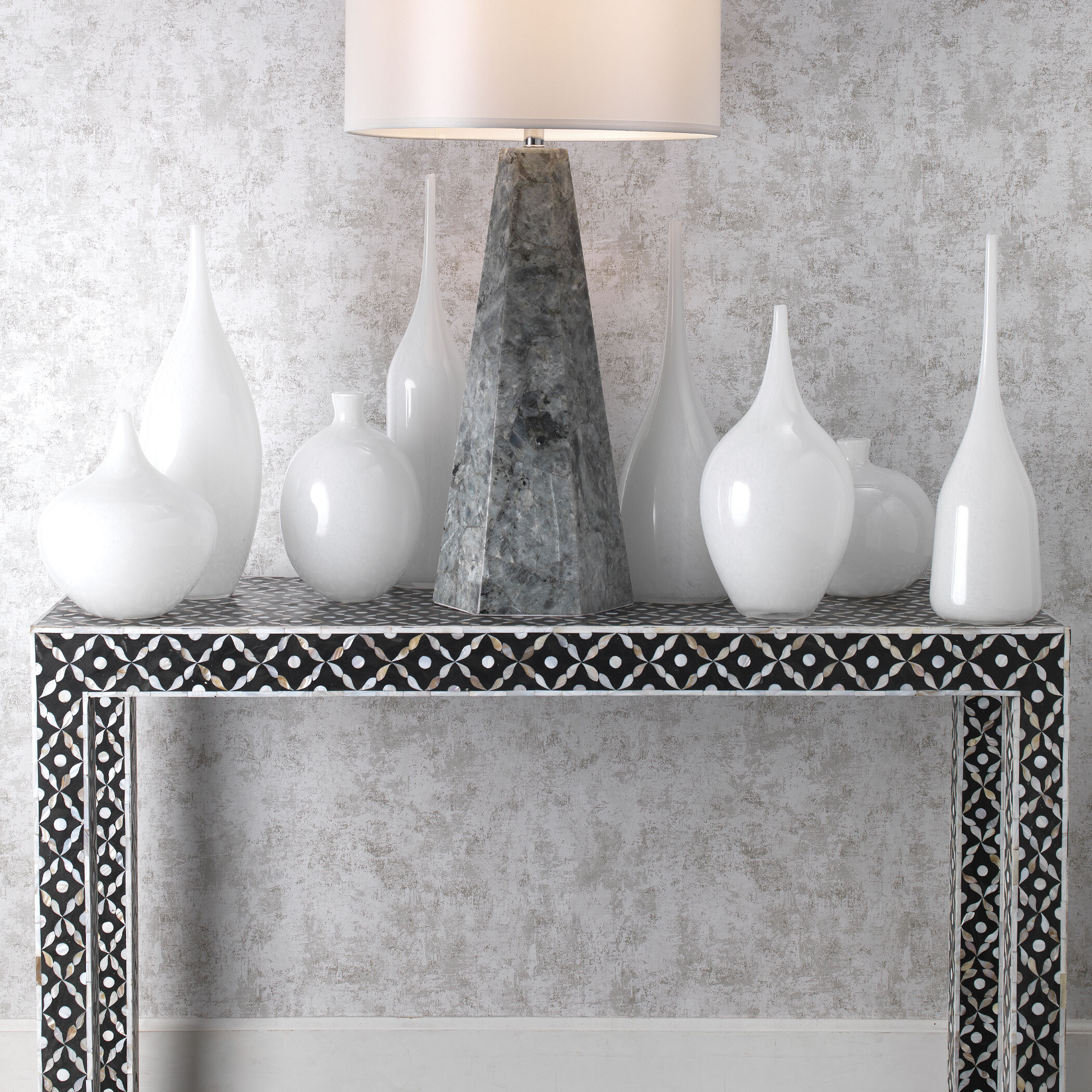 Nymph Decorative 19 X 8 inch Vases in White Glass, Set of 3