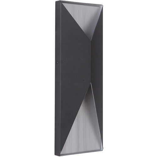 Peak LED 14 inch Textured Black/Brushed Aluminum Outdoor Wall Mount in Textured Black and Brushed Aluminum, Medium
