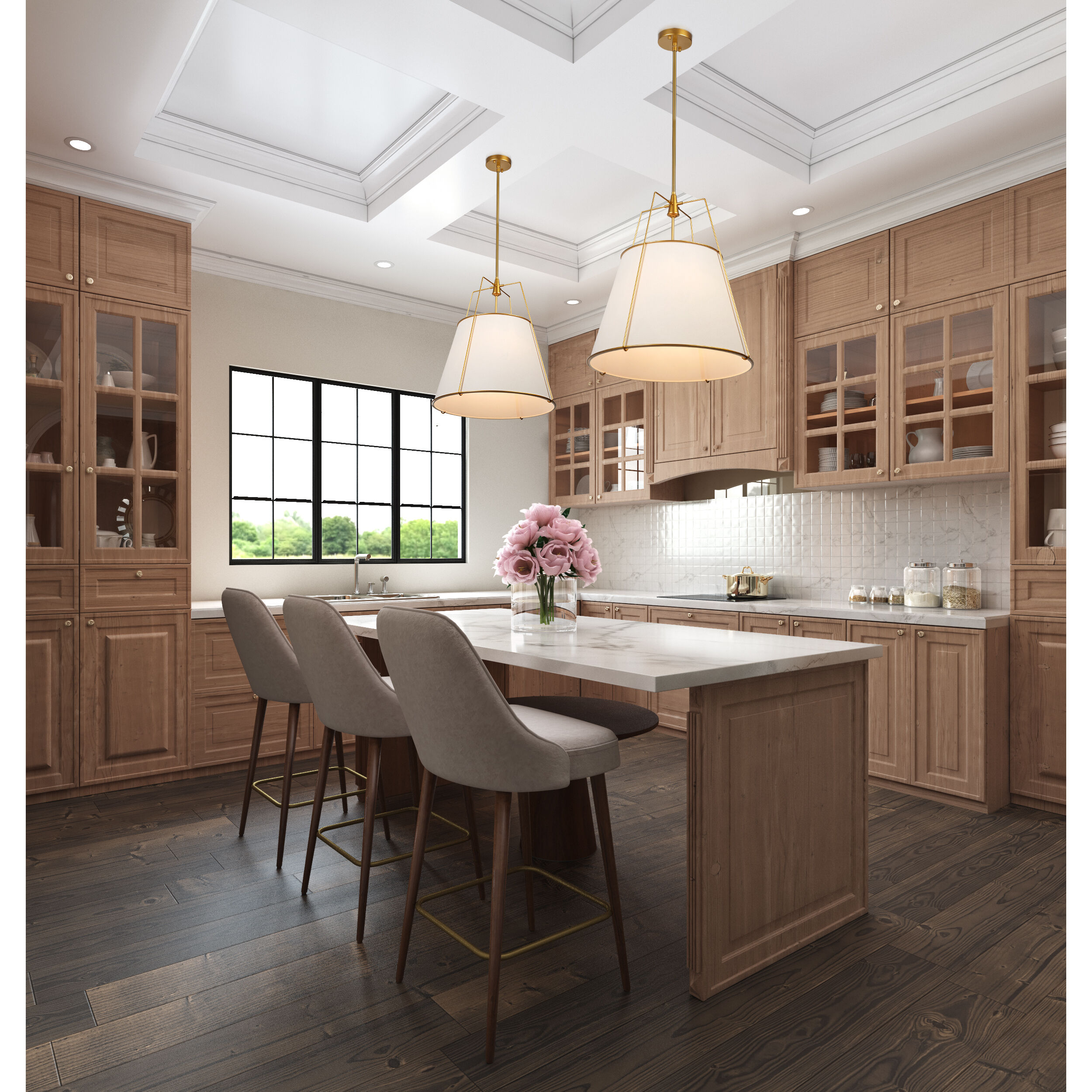 Pullman LED 20.8 inch Brass Pendant Ceiling Light