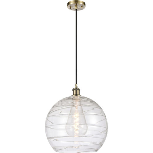 Ballston Deco Swirl 1 Light 14 inch Antique Brass Pendant Ceiling Light