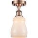 Ballston Ellery 1 Light 5 inch Antique Copper Semi-Flush Mount Ceiling Light in White Glass, Ballston