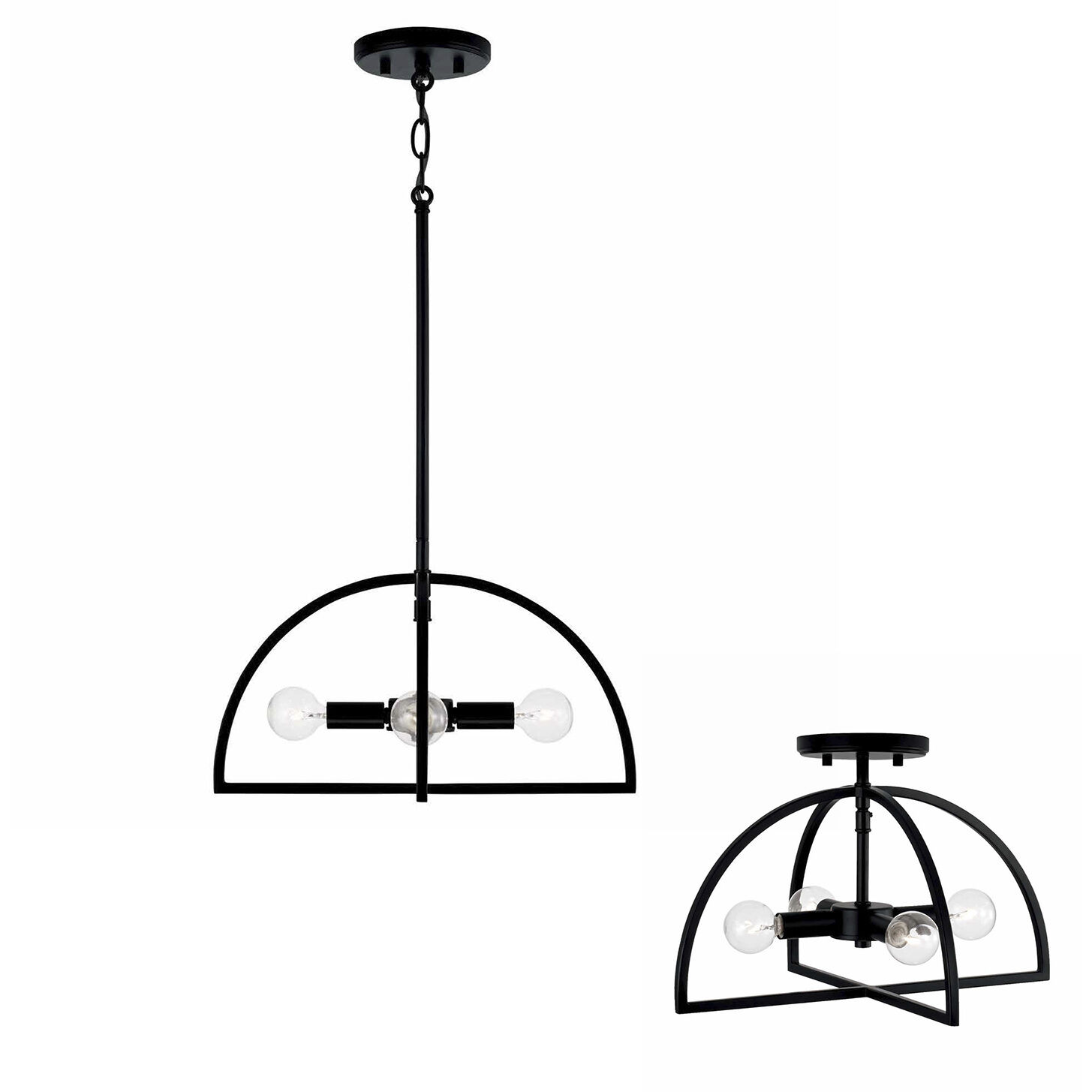 Lawson 4 Light 15 inch Matte Black Semi-Flush Mount Ceiling Light, Convertible Dual Mount