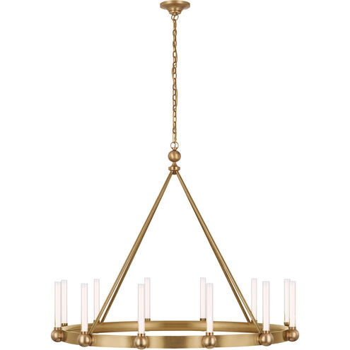 Thomas O'Brien Jeffery LED 40 inch Hand-Rubbed Antique Brass Ring Chandelier Ceiling Light, XL