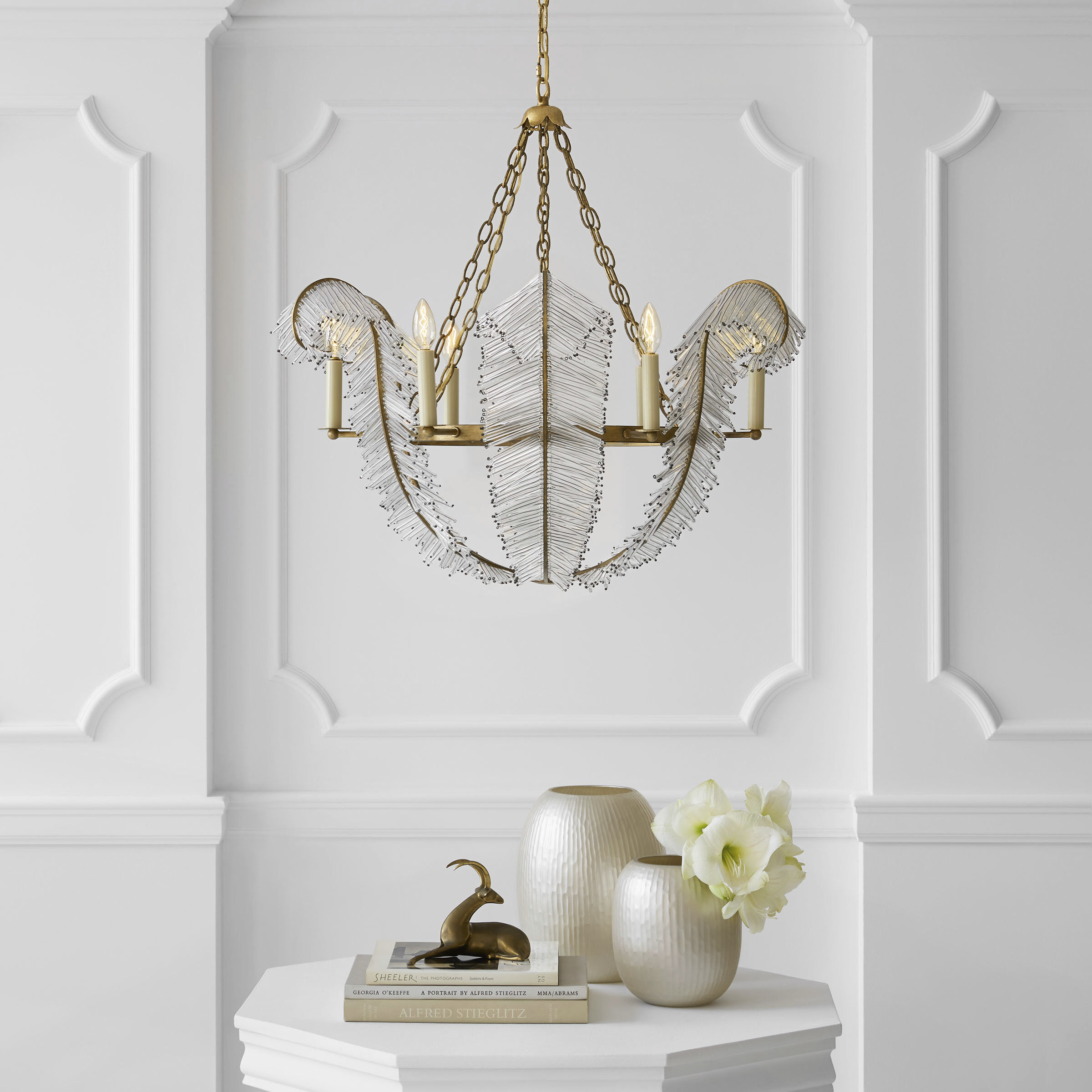 Niermann Weeks Calais 6 Light 34 inch Gilded Iron Chandelier Ceiling Light