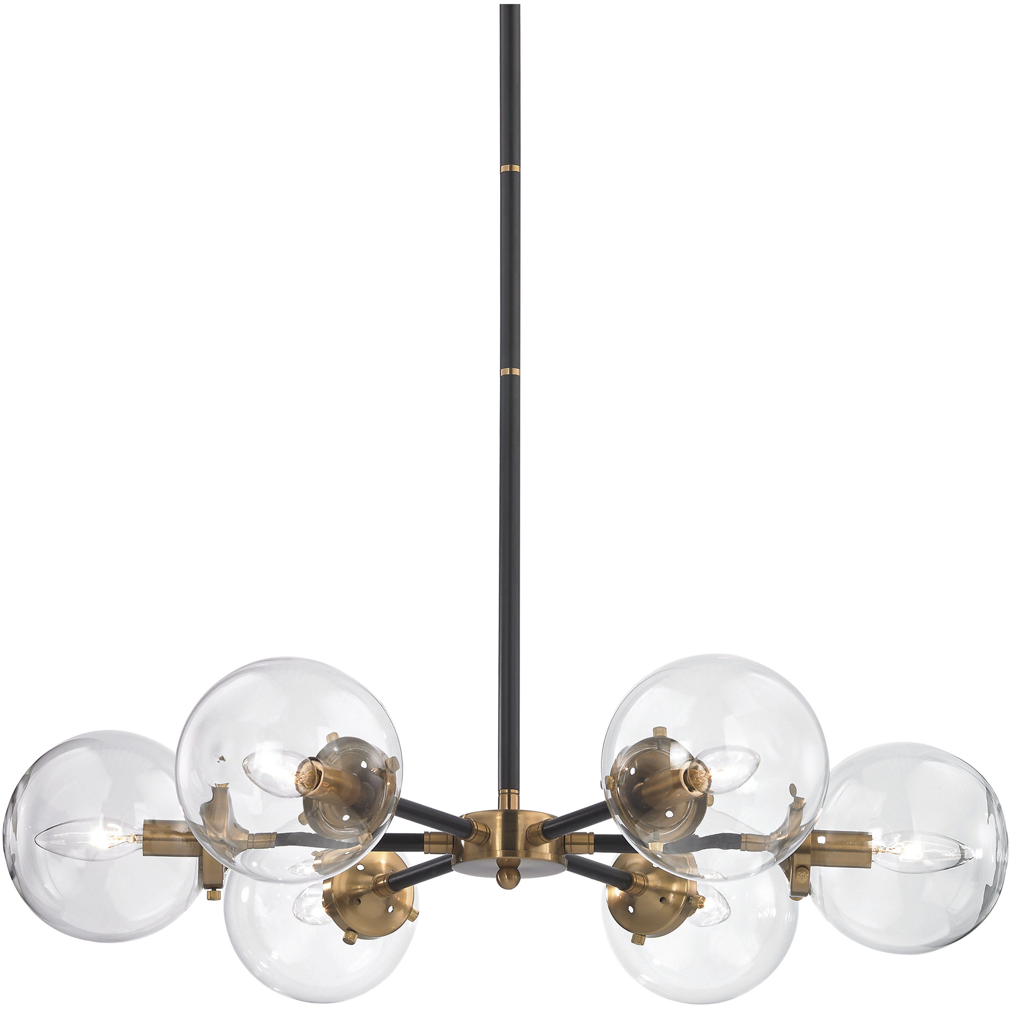 Boudreaux 6 Light 28 inch Antique Gold with Matte Black Chandelier Ceiling Light