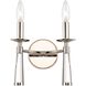 Baxter 2 Light 12 inch Polished Nickel Wall Sconce Wall Light