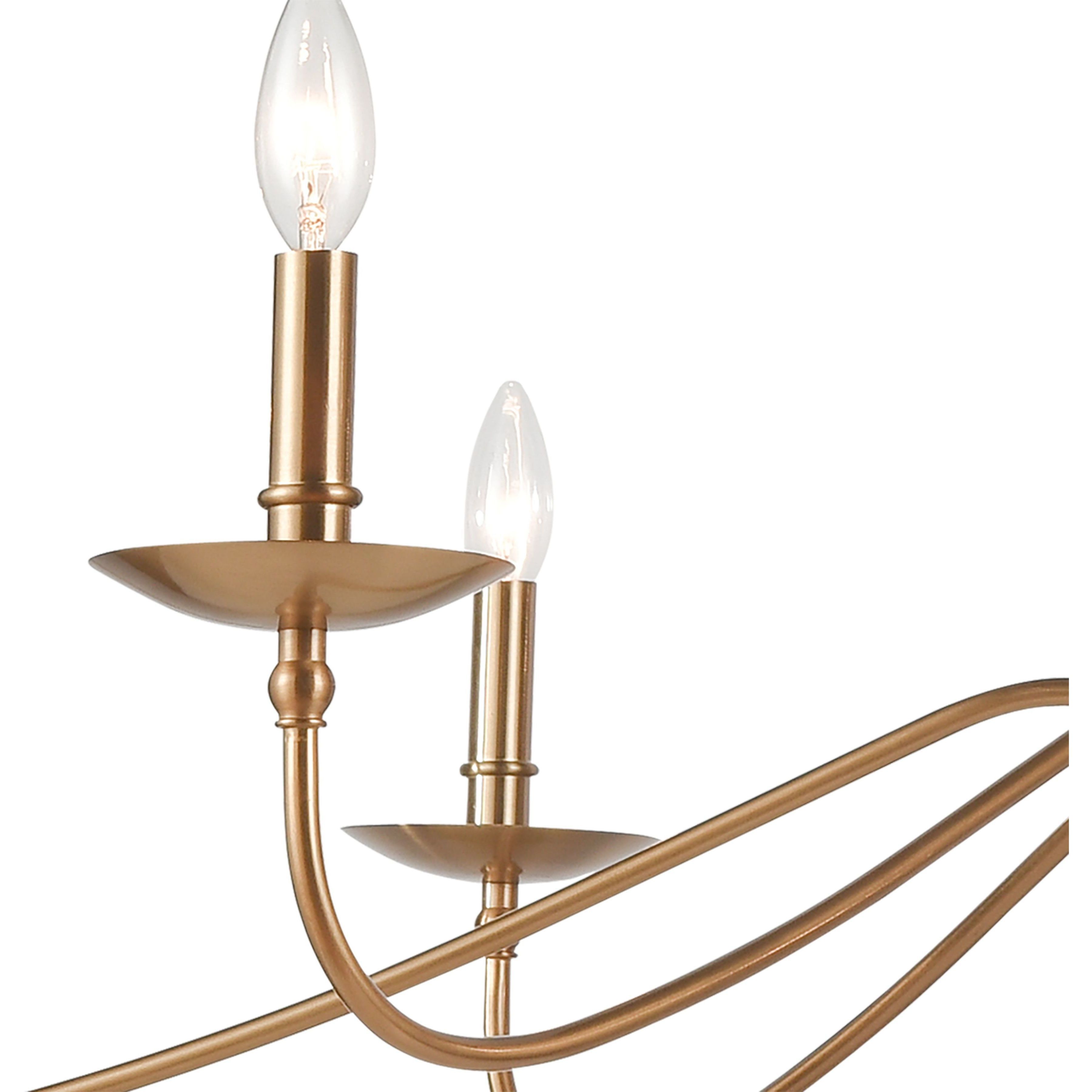 Wellsley 6 Light 47 inch Burnished Brass Linear Chandelier Ceiling Light