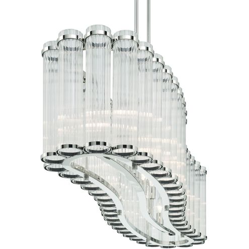 Glasbury Linear Chandelier Ceiling Light in Polished Nickel