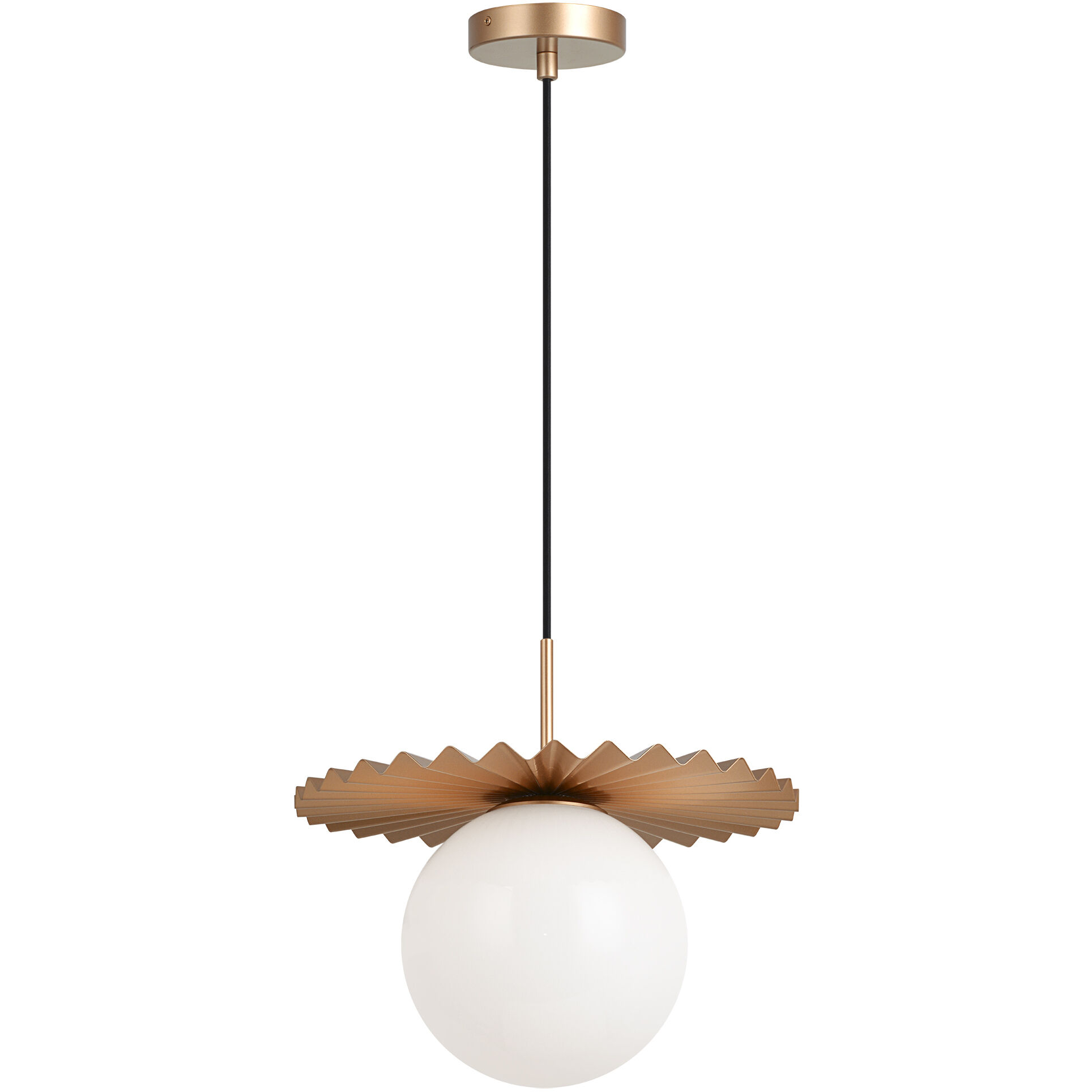 Modern Ruff 1 Light 13.88 inch Matte Gold Pendant Ceiling Light in Matte Gold and Opal Glass