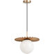Modern Ruff 1 Light 13.88 inch Matte Gold Pendant Ceiling Light in Matte Gold and Opal Glass