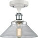 Ballston Orwell LED 8 inch White and Polished Chrome Semi-Flush Mount Ceiling Light in Clear Glass, Ballston