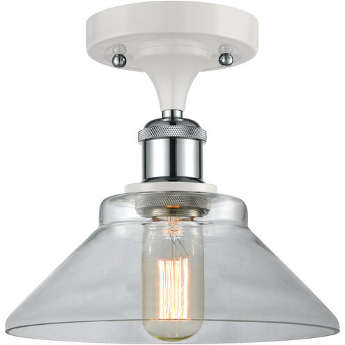 Ballston Orwell 1 Light 8 inch White and Polished Chrome Semi-Flush Mount Ceiling Light in Clear Glass, Ballston