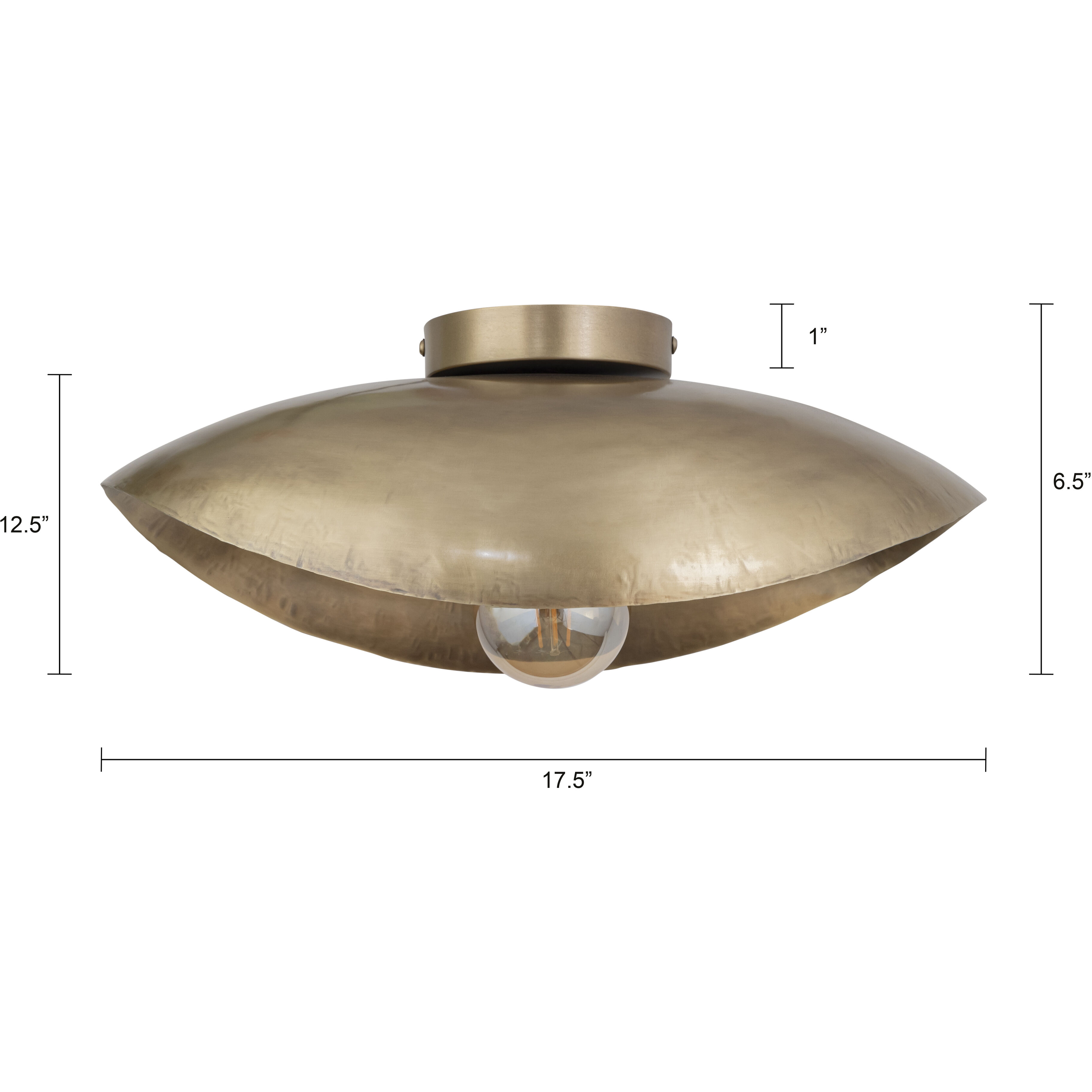 Maverick 1 Light 17.5 inch Antique Brass Flush Mount Ceiling Light