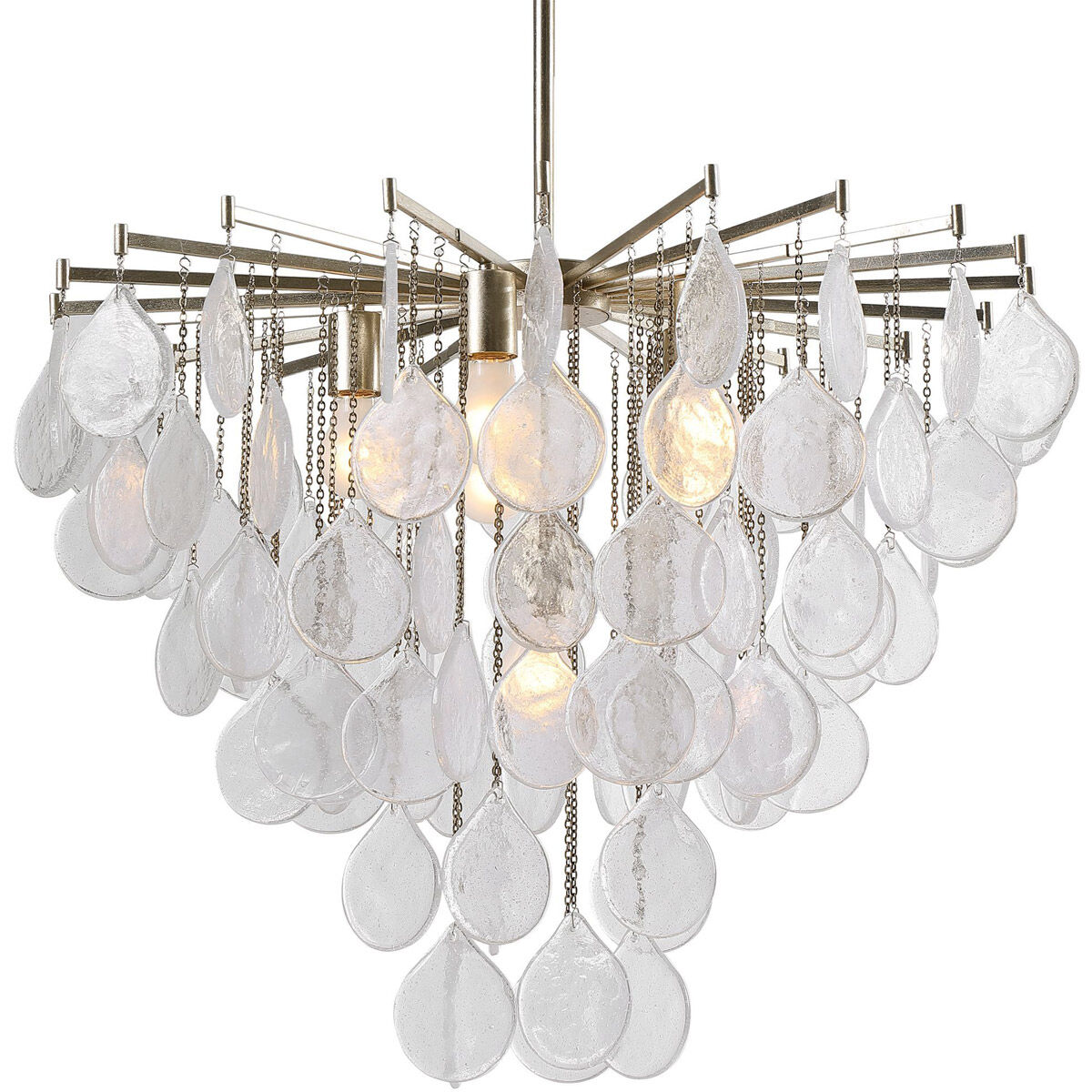 Goccia 6 Light 28.75 inch Rich Antique Bright Silver Leaf Pendant Ceiling Light