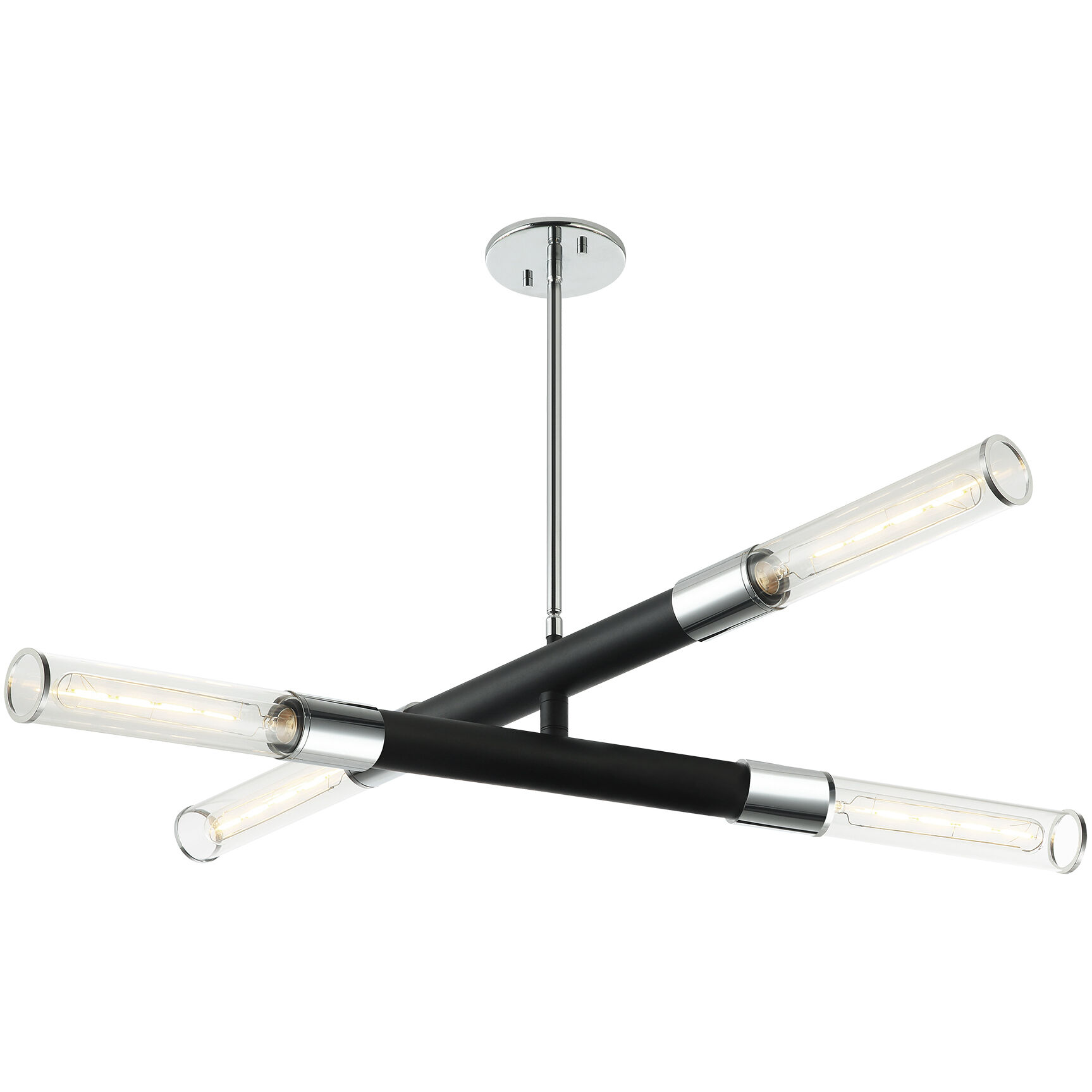 Tubo 4 Light 35 inch Matte Black and Chrome Pendant Ceiling Light