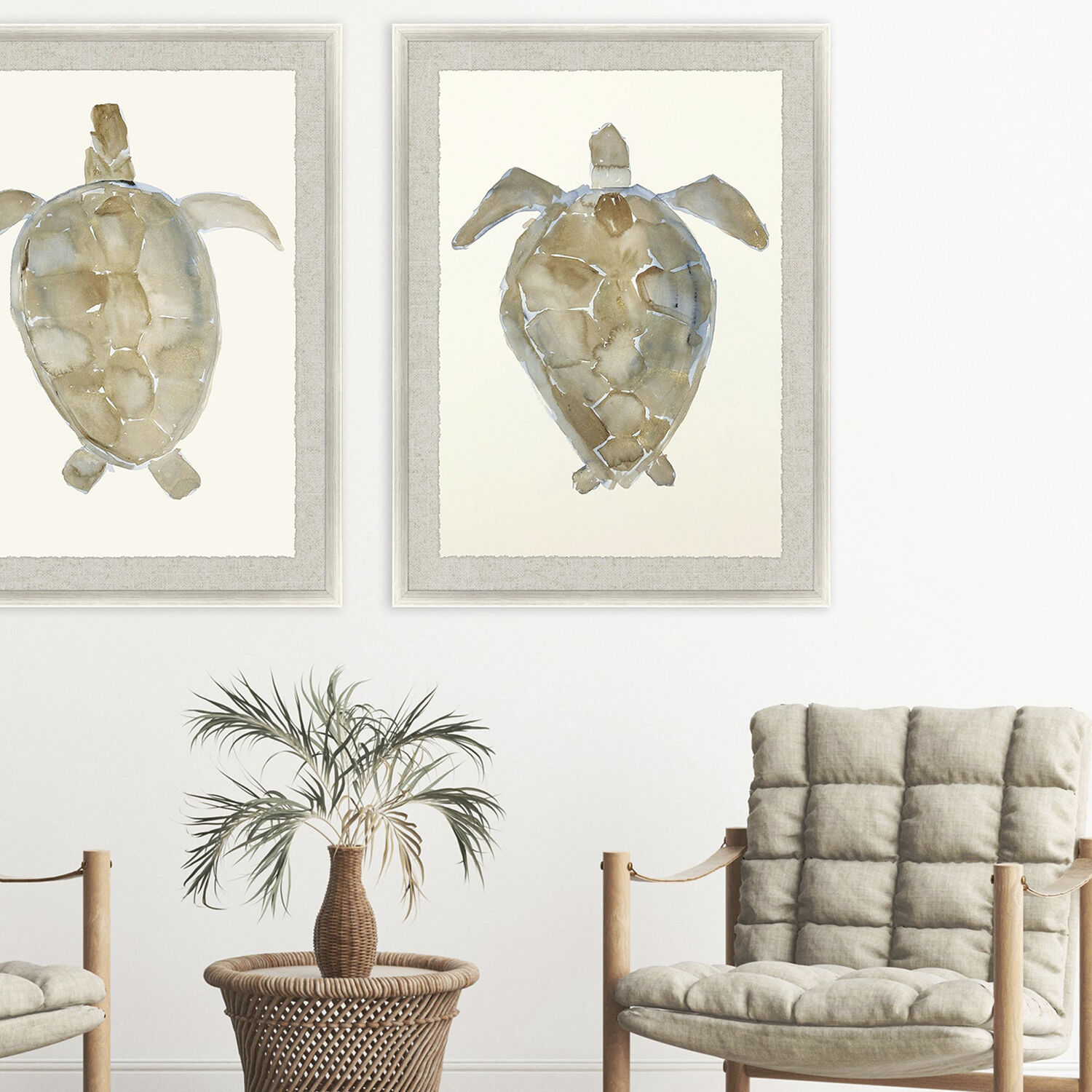 Neutral Turtle Brown and Beige and Blue and Neutral Framed Art