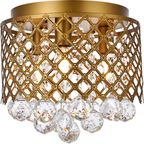 Tully 3 Light 10 inch Brass Flush Mount Ceiling Light