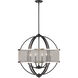 Colson 6 Light 27 inch Matte Black Chandelier Ceiling Light in Pewter