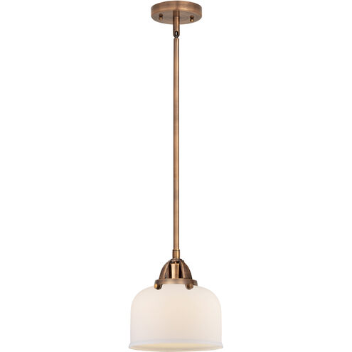 Nouveau 2 Bell 1 Light 8 inch Antique Copper Mini Pendant Ceiling Light in Incandescent, Matte White