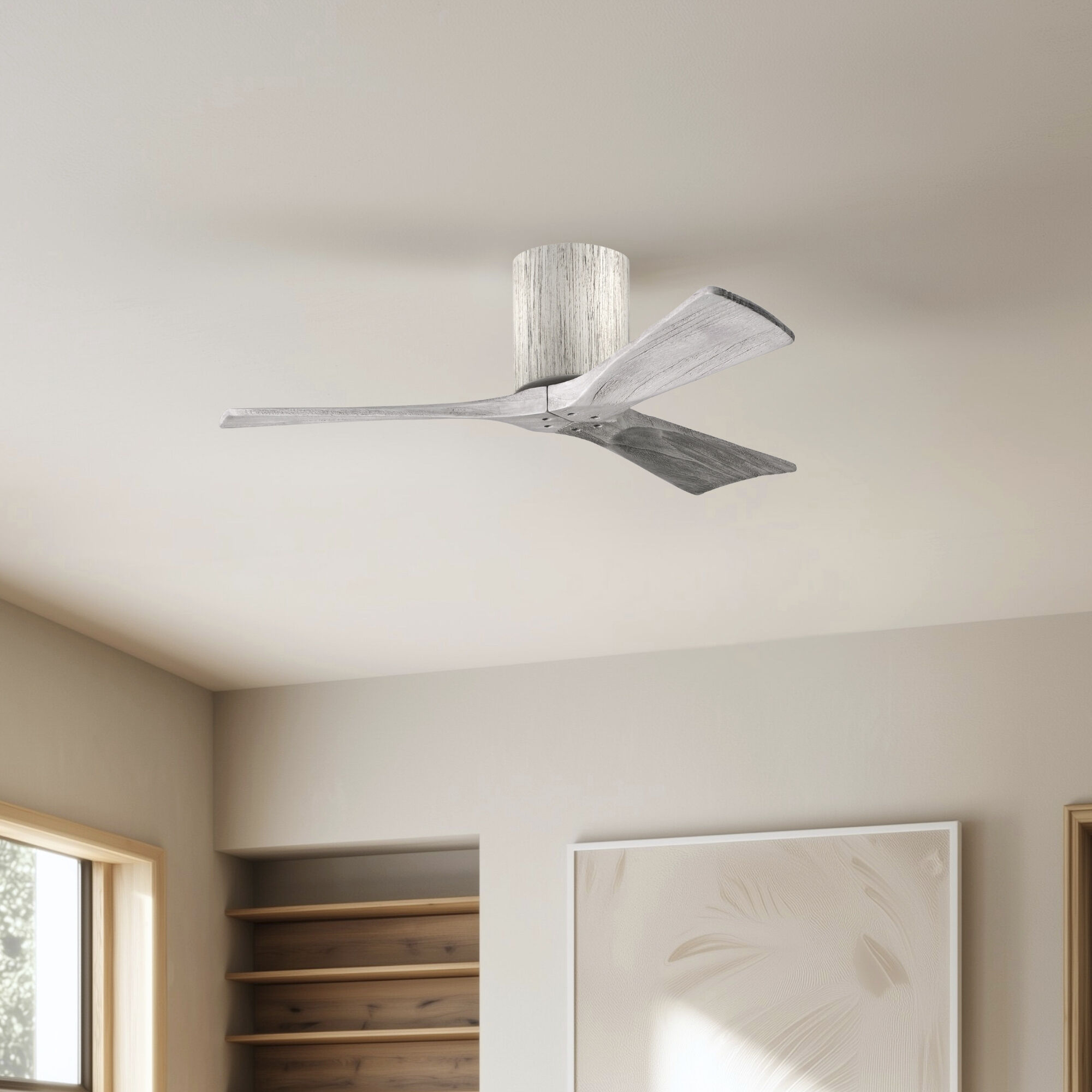 Atlas Irene-3H 42 inch Barn Wood Tone Flush Mount Paddle Fan, Flush Mounted