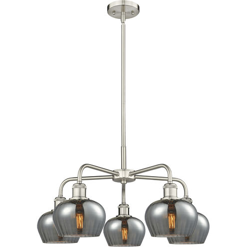 Fenton 5 Light 24.5 inch Satin Nickel Chandelier Ceiling Light in Plated Smoke